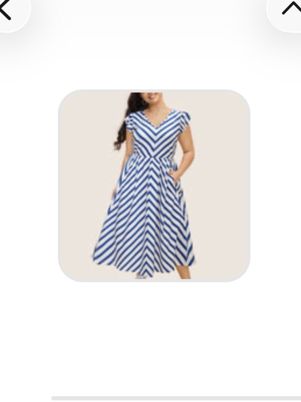 BloomChic Navy and White Chevron V‑Neck Midi Dress